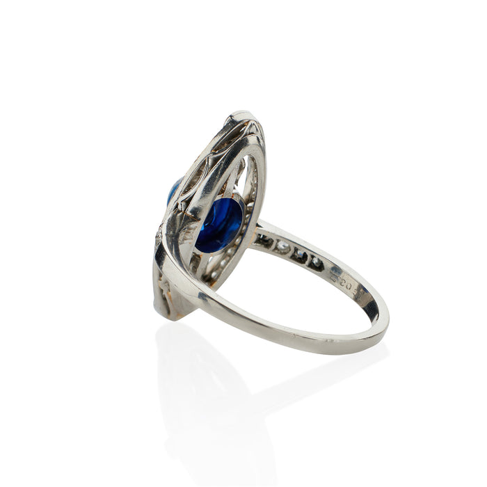 Macklowe Gallery J. E. Caldwell Edwardian Sugarloaf Sapphire and Diamond Ring