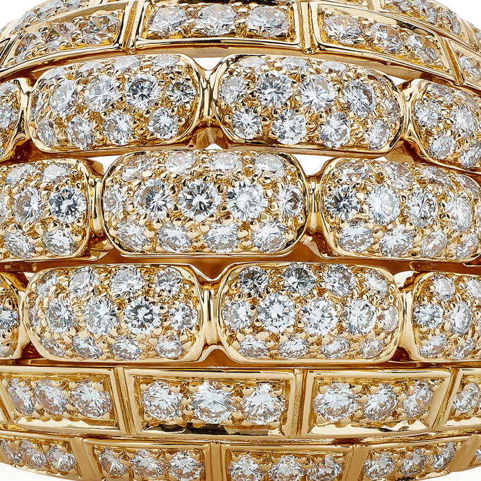 Macklowe Gallery Cartier Paris 18K Gold and Diamond "Maillon Panthère" Bombé Ring