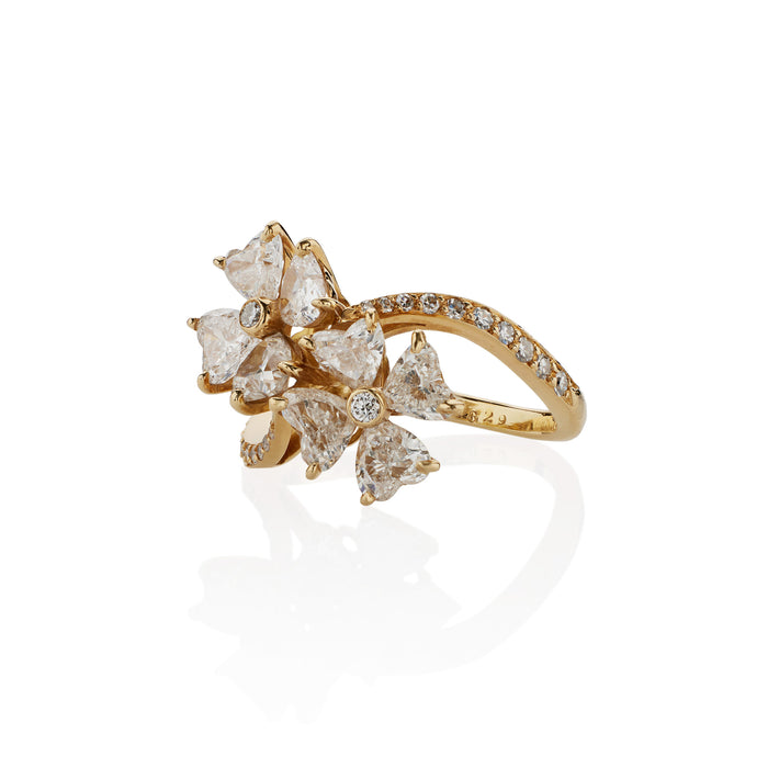 Macklowe Gallery Van Cleef & Arpels Heart Shaped Diamond Flower Ring