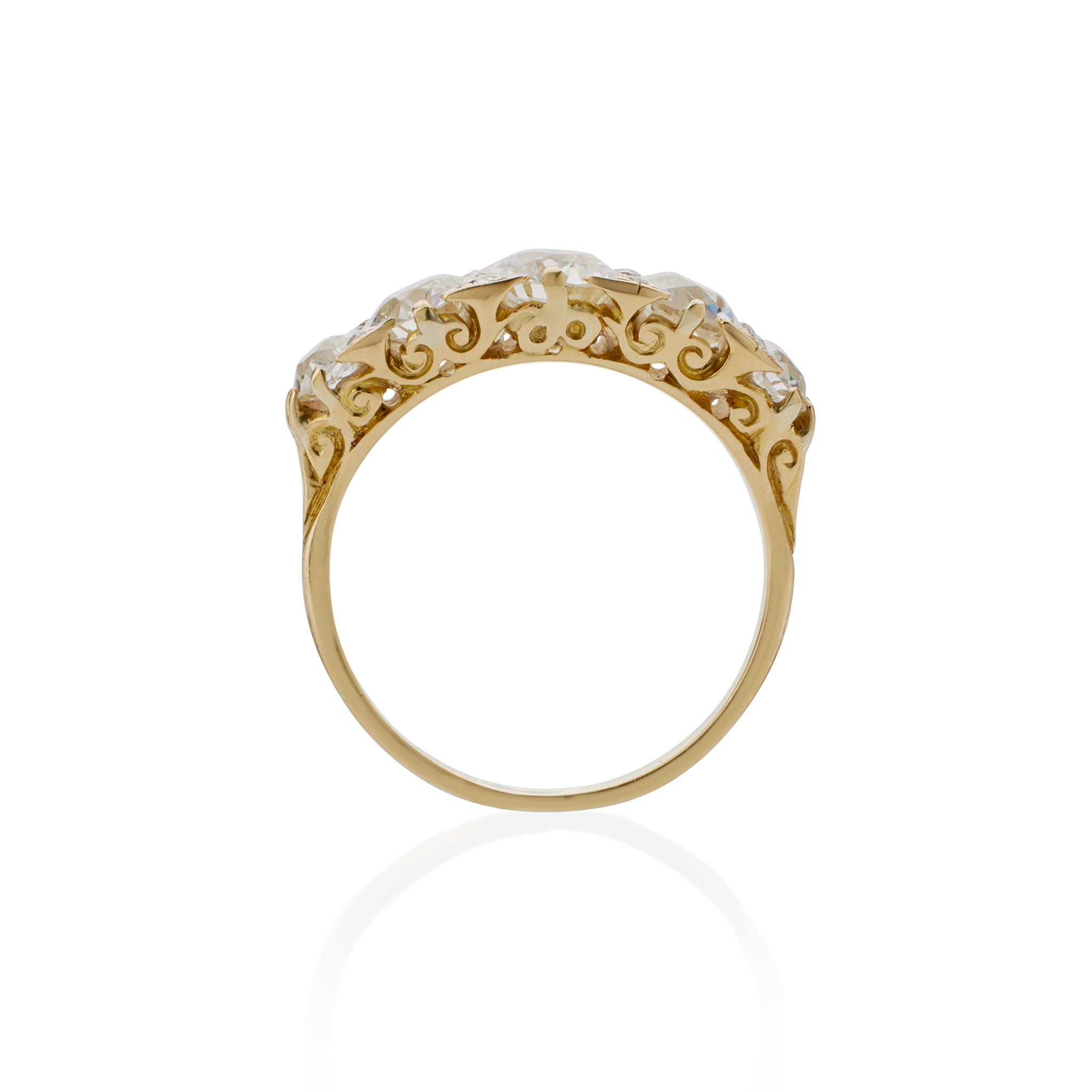 Macklowe Gallery | Antique 18K Gold and Diamond Five Stone Ring