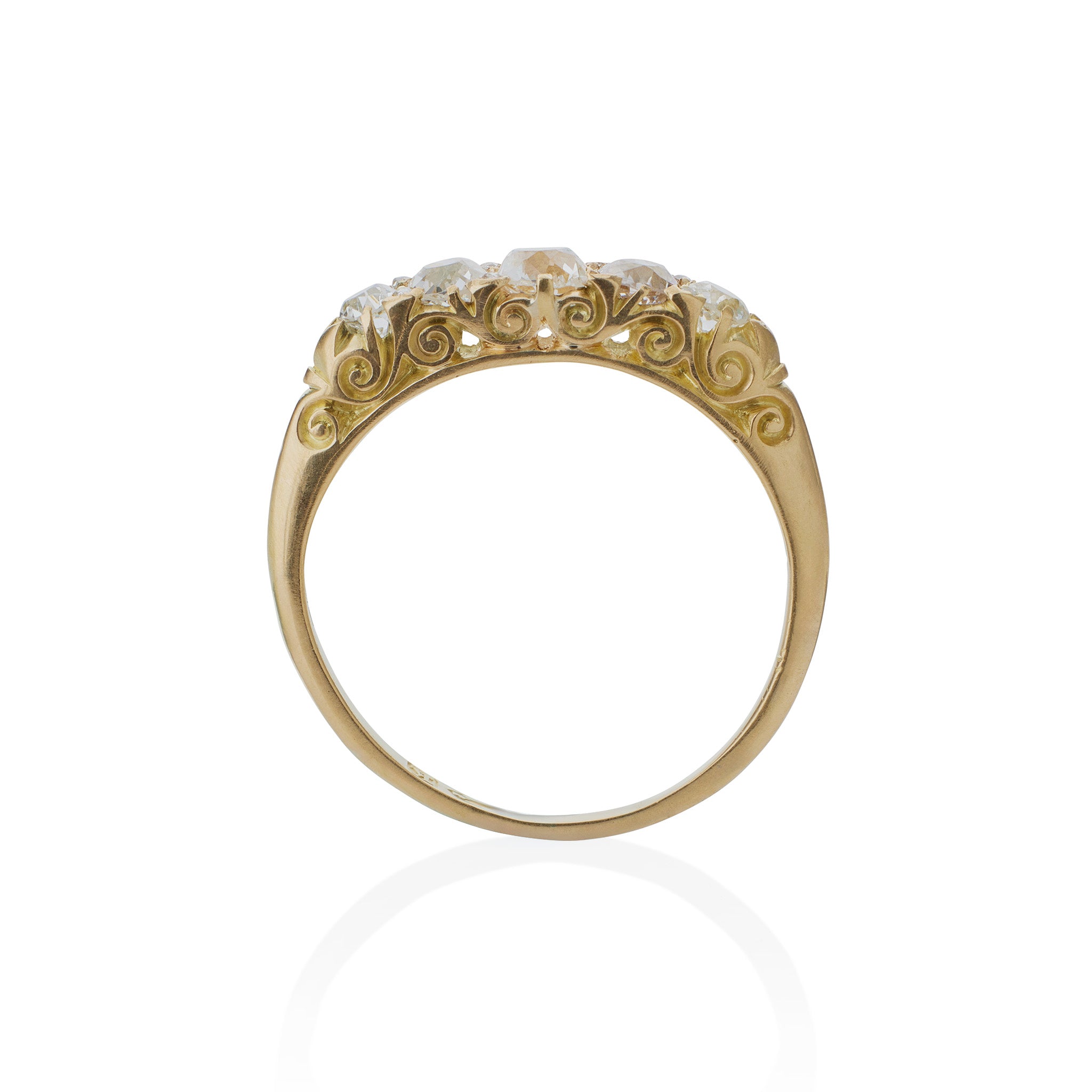 antique 18k gold 5diamond ring 英国 アンティーク English Victorian