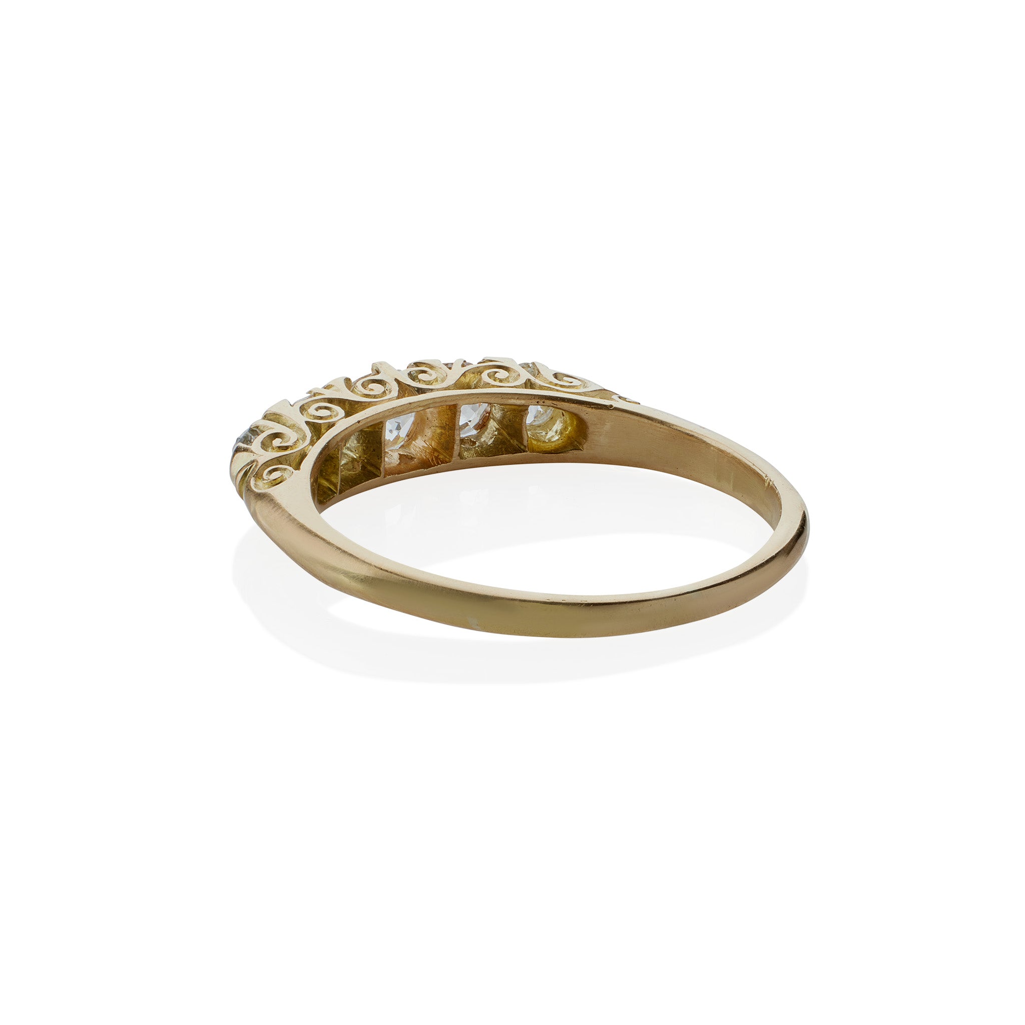 Macklowe Gallery | Antique English 18K Gold and Five Stone Diamond