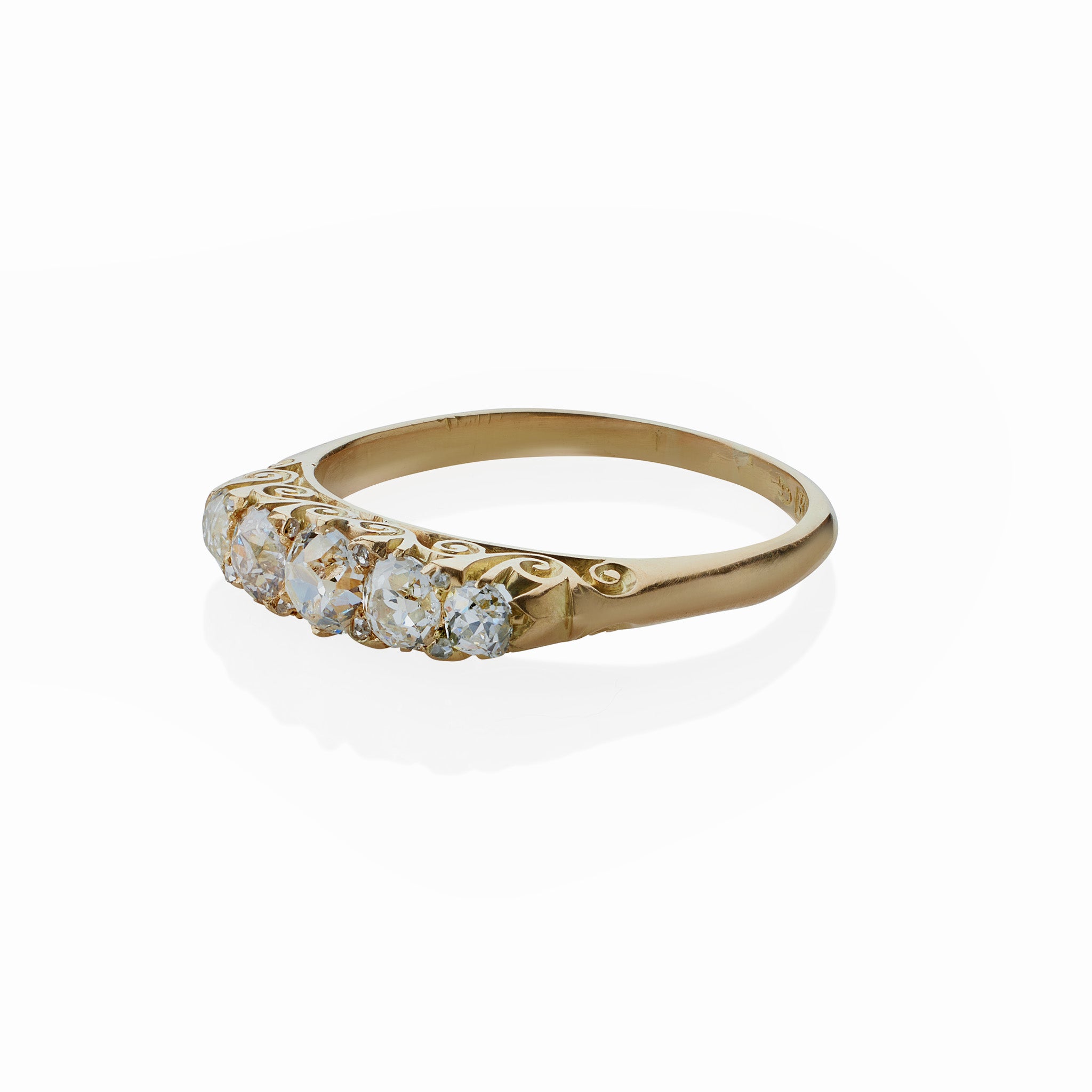 Macklowe Gallery | Antique English 18K Gold and Five Stone Diamond