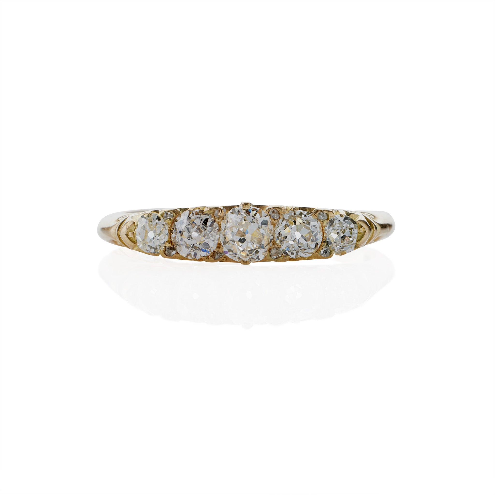 Macklowe Gallery | Antique English 18K Gold and Five Stone Diamond