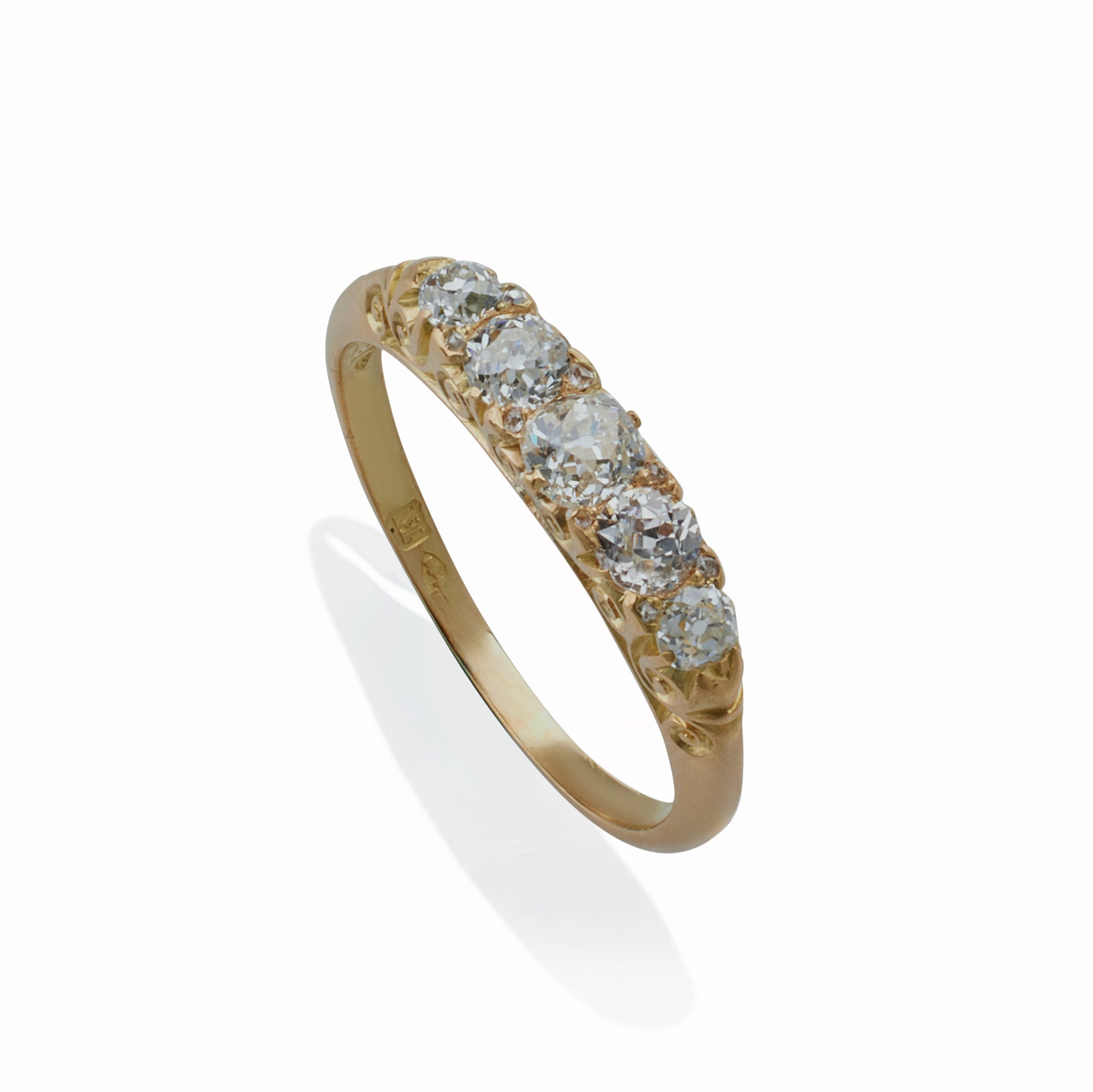 Macklowe Gallery | Antique English 18K Gold and Five Stone Diamond