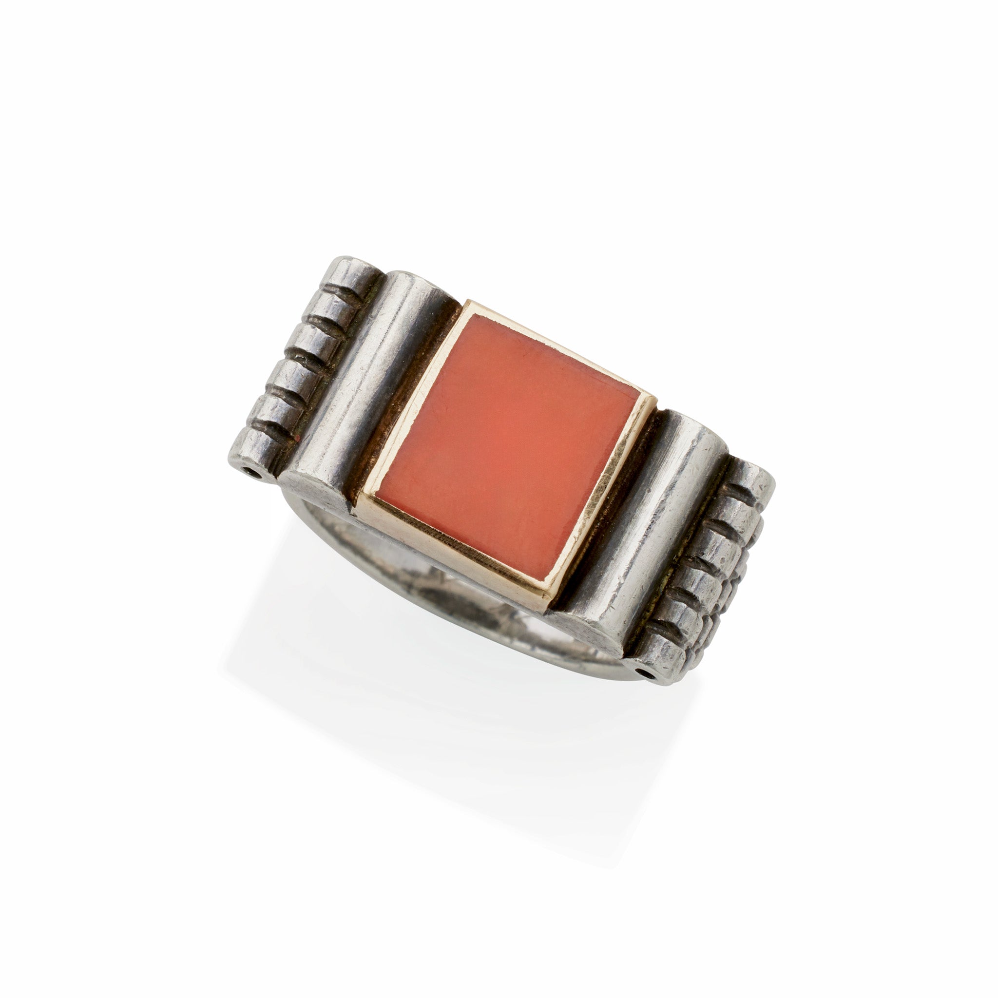 Macklowe Gallery | Jean Després Silver and Coral Ring
