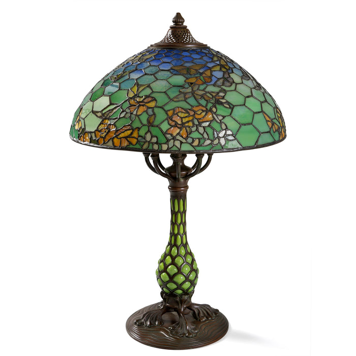 Tiffany Studios New York "Butterfly & Yellow Rose" Table Lamp