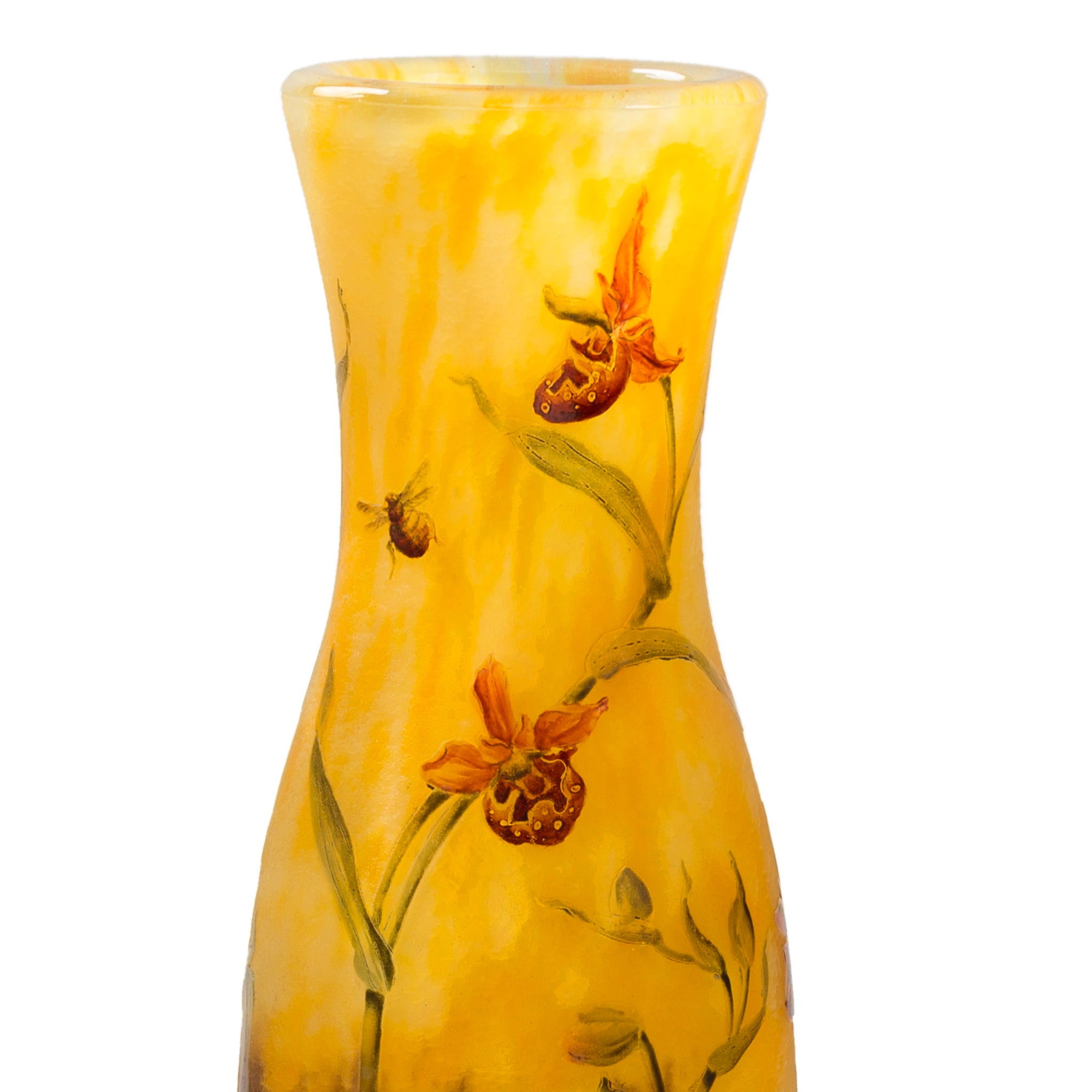 Macklowe Gallery | Daum Nancy Enameled and Etched Orchid Landscape
