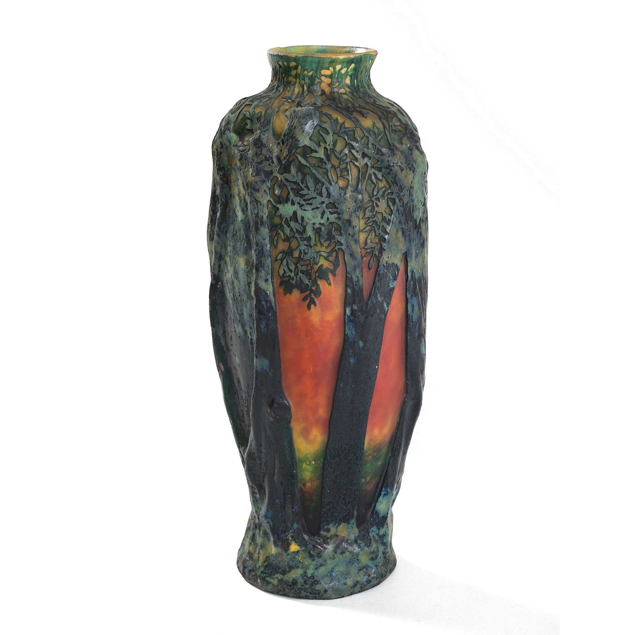 置物 DAUM NANCY Proantic: Daum Nancy - Miniature Vase With Forest Landscape Decoration