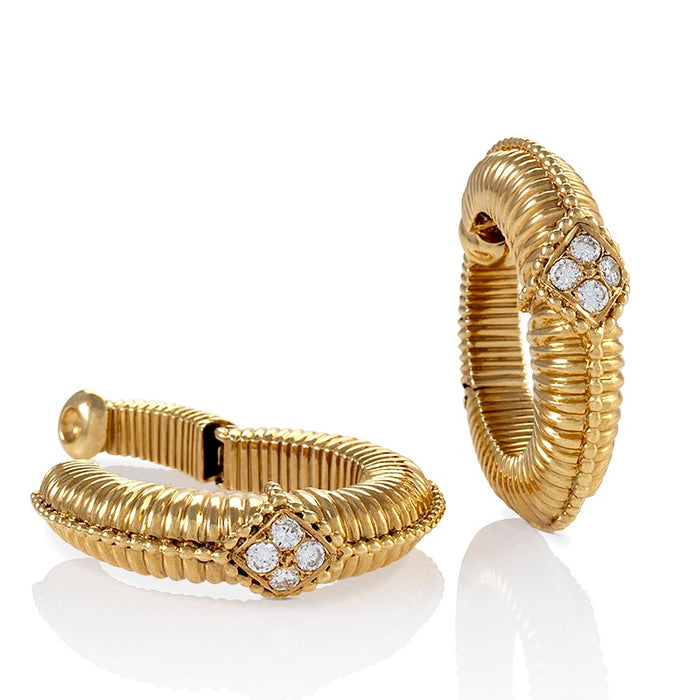 Macklowe Gallery Van Cleef & Arpels Gold and Diamond Hoop Earrings