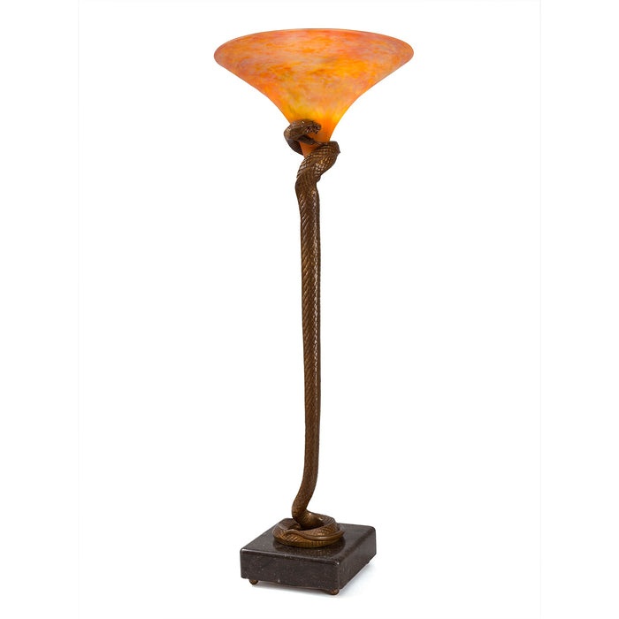 Macklowe Gallery Edgar Brandt and Daum “La Tentation” Table Lamp