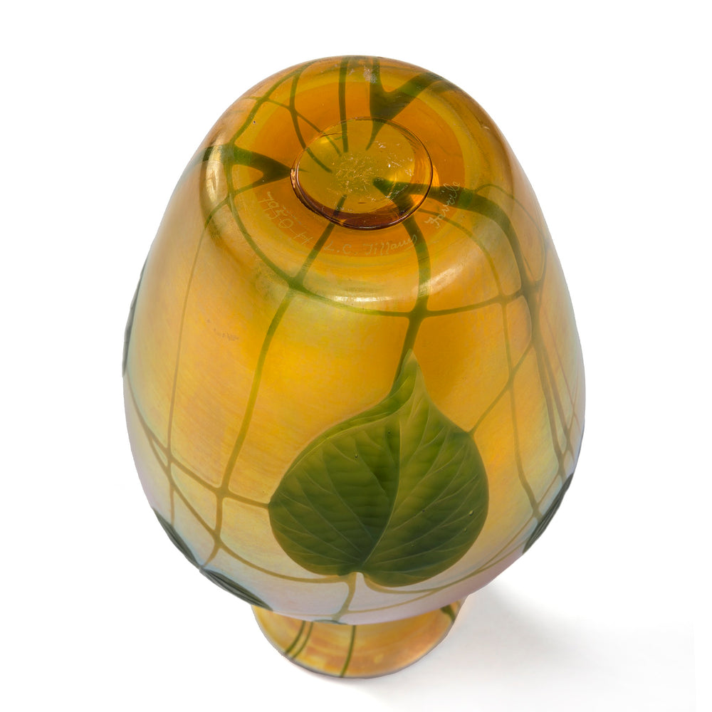 
                      
                        Macklowe Gallery Tiffany Studios New York "Leaf & Vine" Wheel-Carved Favrile Glass Vase
                      
                    