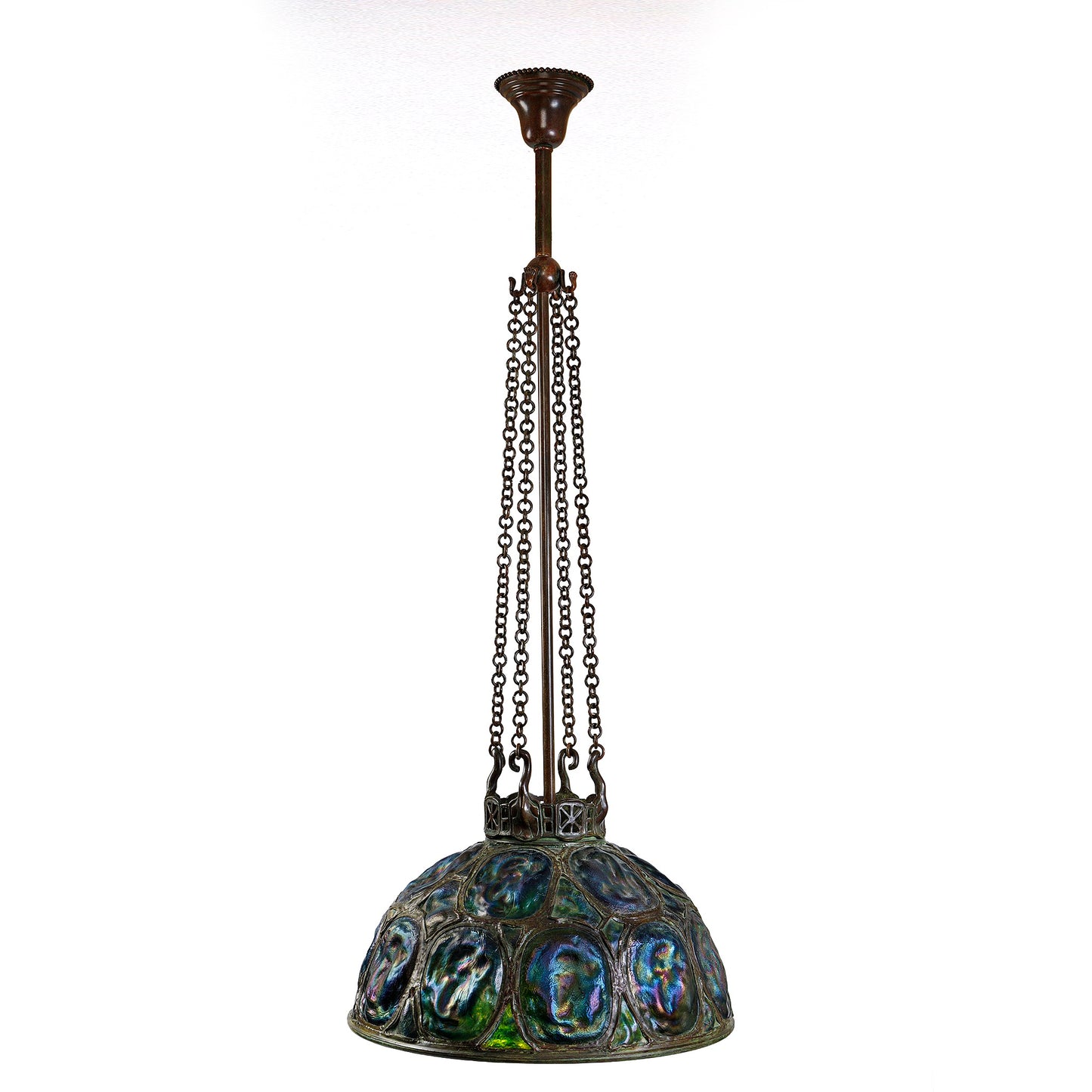 Macklowe Gallery Tiffany Studios New York "Turtleback Tile" Chandelier
