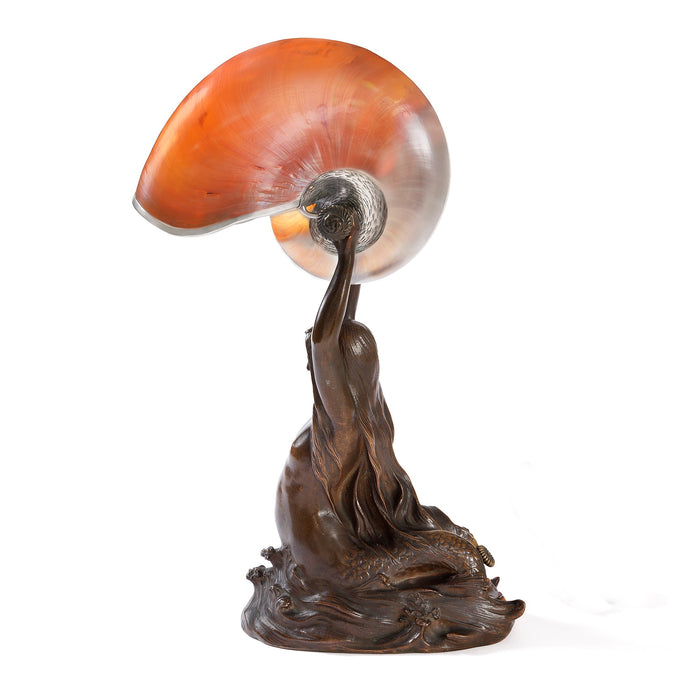 Macklowe Gallery Tiffany Studios New York "Nautilus" Table Lamp With "Mermaid" Base