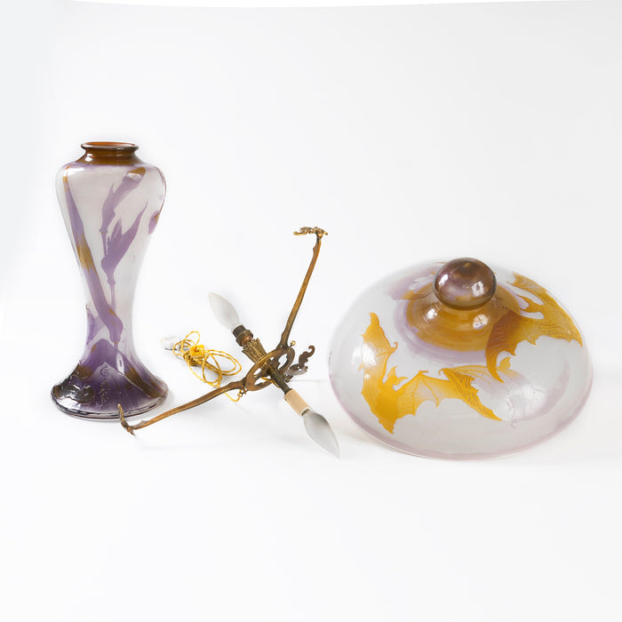 Macklowe Gallery Émile Gallé “Bats and Iris” Table Lamp