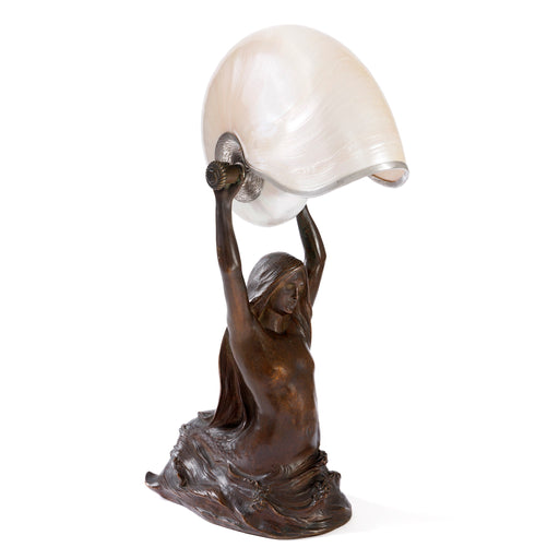 Macklowe Gallery Tiffany Studios New York "Nautilus" Table Lamp With "Mermaid" Base