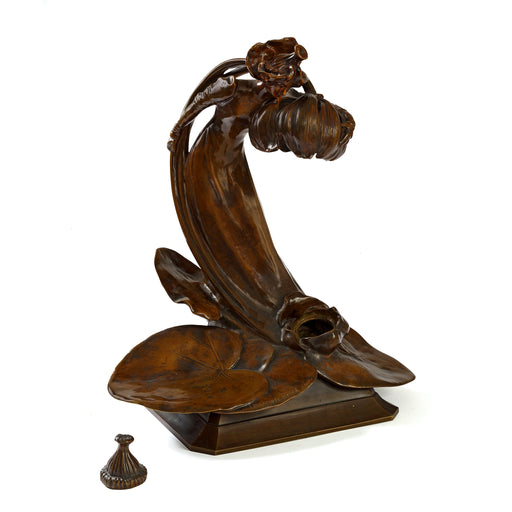 Macklowe Gallery Leo Laporte-Blairsy "Femme aux Nénuphars" Lighted Inkwell