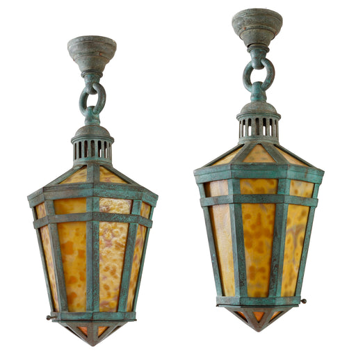 Macklowe Gallery Tiffany Studios New York Pair of Hanging Lanterns