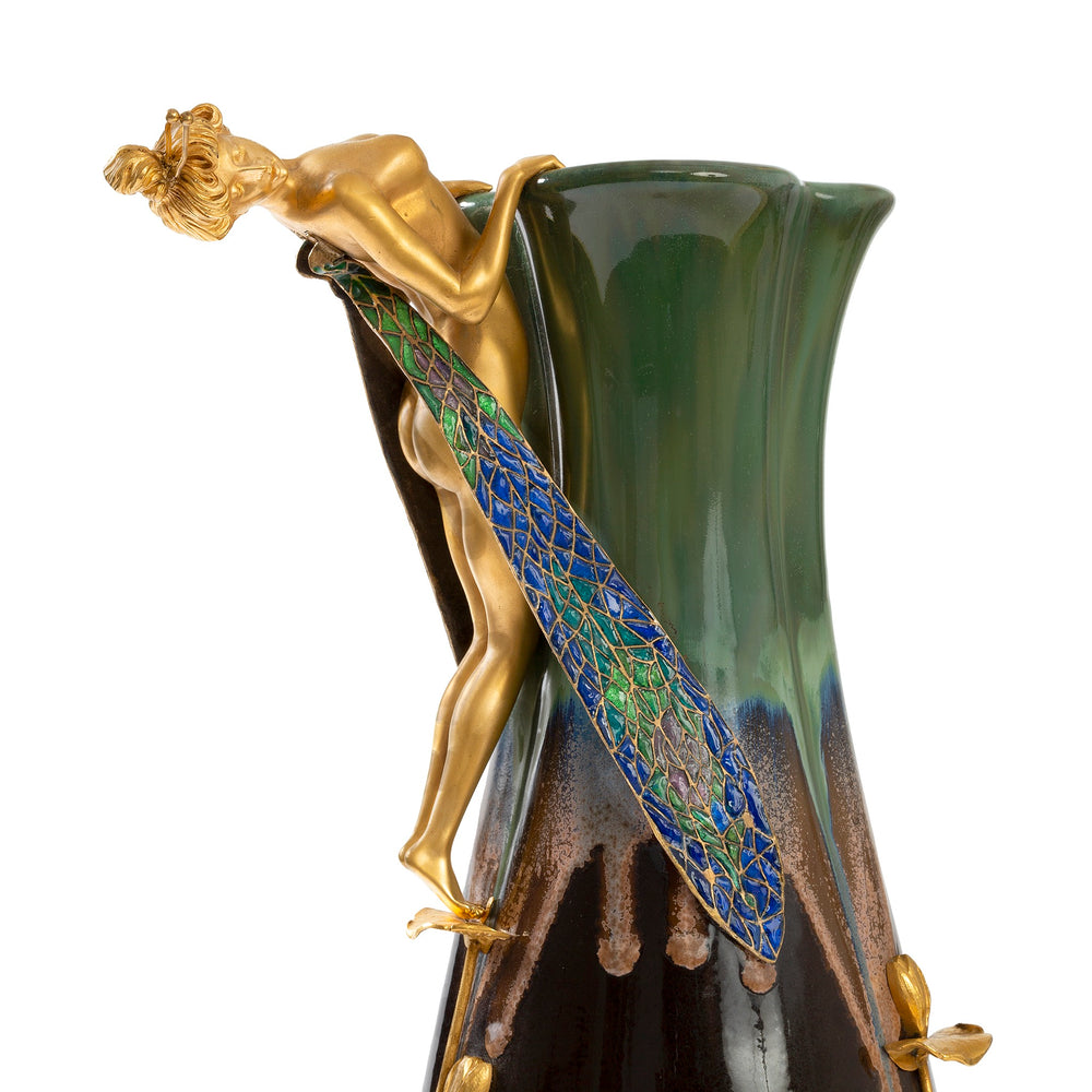 
                      
                        Macklowe Gallery Louis Chalon "Libellule" Enamel, Gilt Bronze, and Ceramic Vase
                      
                    