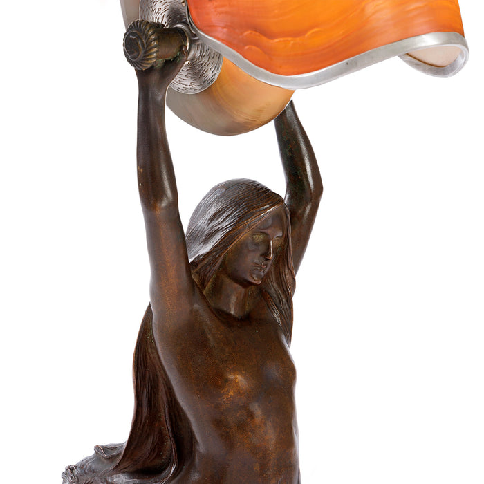 Macklowe Gallery Tiffany Studios New York "Nautilus" Table Lamp With "Mermaid" Base