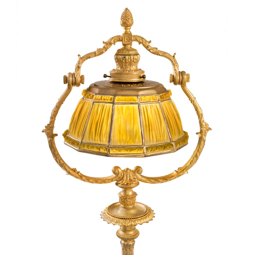 Macklowe Gallery Tiffany Studios New York "Linenfold" Gilt Bronze Floor Lamp