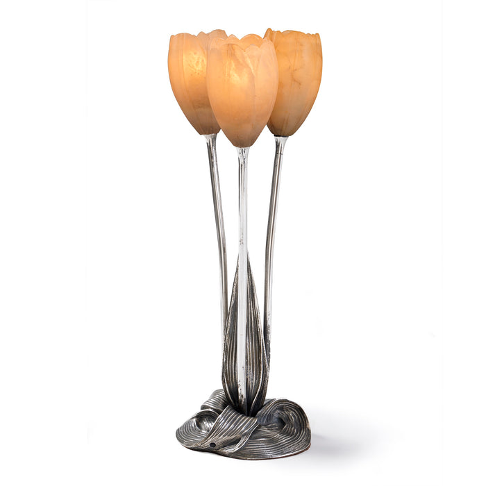 Macklowe Gallery Albert Cheuret Silvered Bronze and Alabaster "Tulip" Lamp