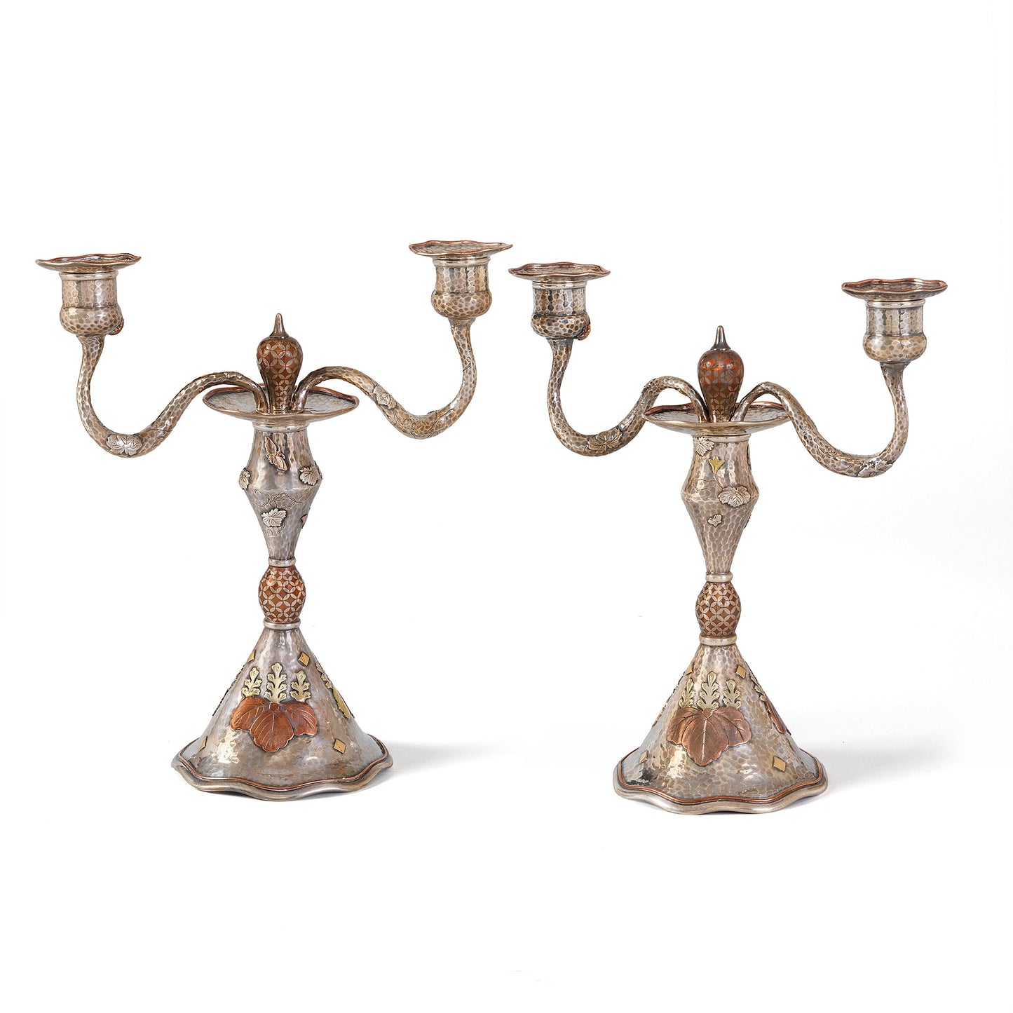 Macklowe Gallery Tiffany & Co. and Edward C. Moore "Paulownia" Suite of Candlesticks