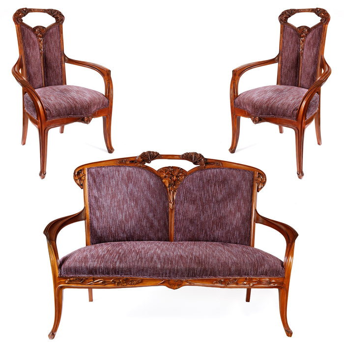 Macklowe Gallery Louis Majorelle "Ombellifères" Settee and Side Chairs