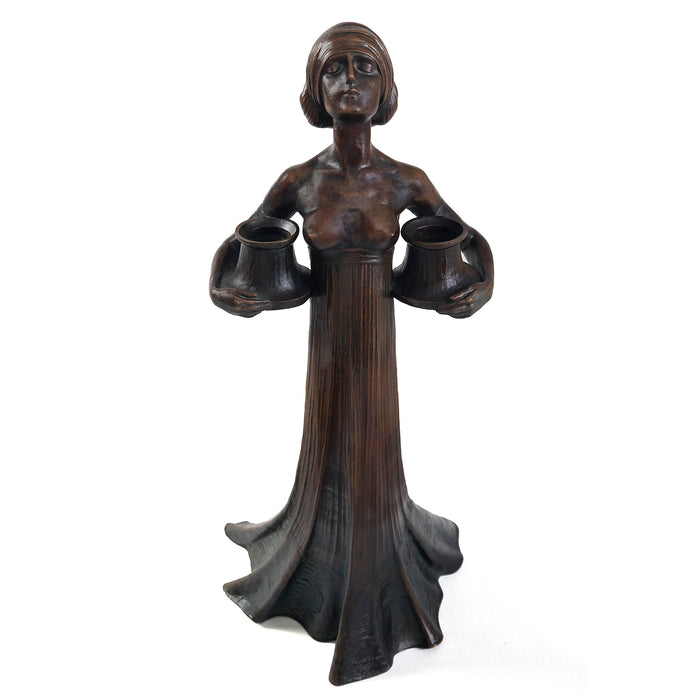 Macklowe Gallery Gustav Gurschner Bronze Female Figure Candelabrum