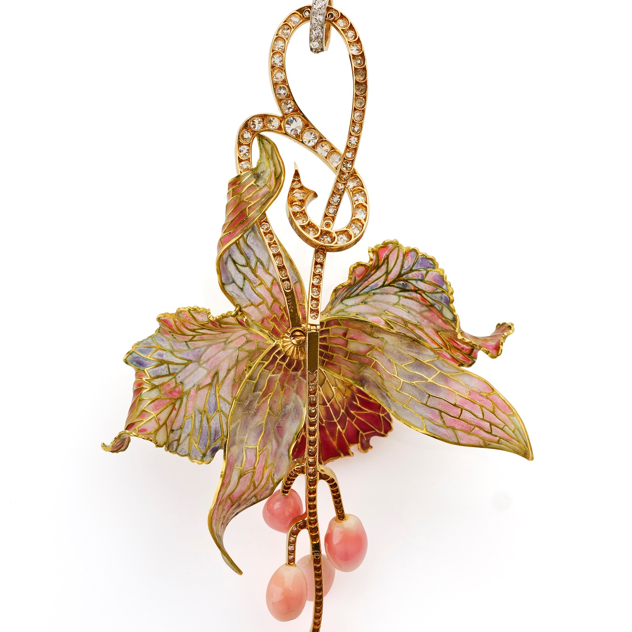 Macklowe Gallery | Marcus & Co. Art Nouveau Enamel Orchid Pendant
