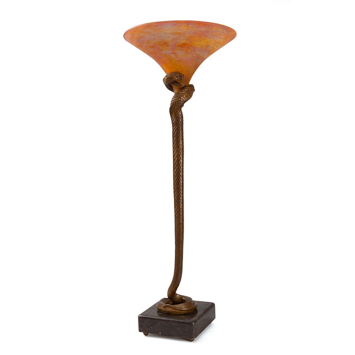 Macklowe Gallery Edgar Brandt and Daum “La Tentation” Table Lamp