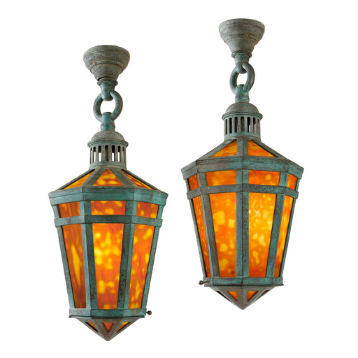 Macklowe Gallery Tiffany Studios New York Pair of Hanging Lanterns