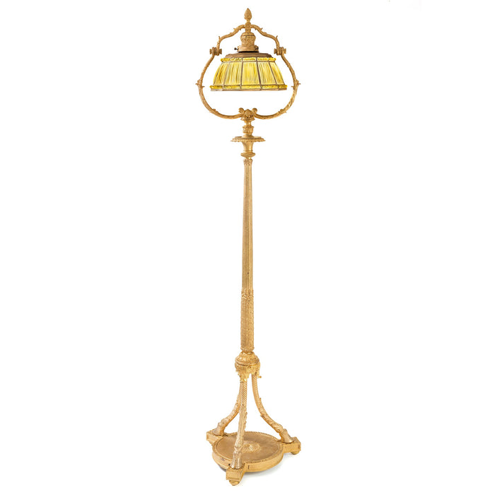 Macklowe Gallery Tiffany Studios New York "Linenfold" Gilt Bronze Floor Lamp