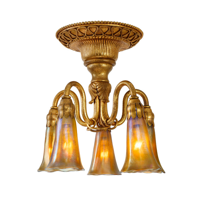 Macklowe Gallery Tiffany Studios New York "Five-Light Lily" Ceiling Fixture