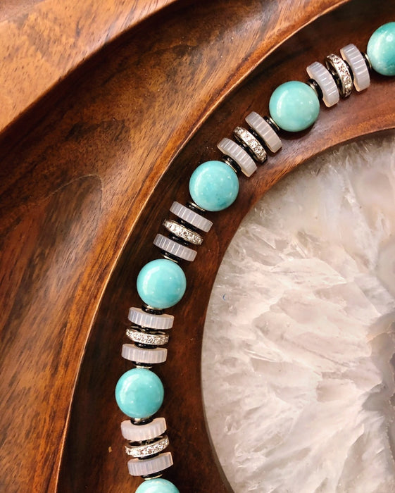 Macklowe Gallery Mauboussin Turquoise, Chalcedony and Diamond Necklace