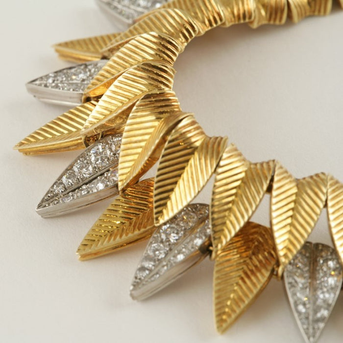 Cartier Gold and Diamond Leaf Necklace