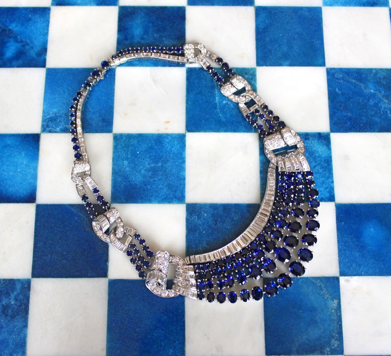 Macklowe Gallery Sapphire and Diamond Draped Necklace