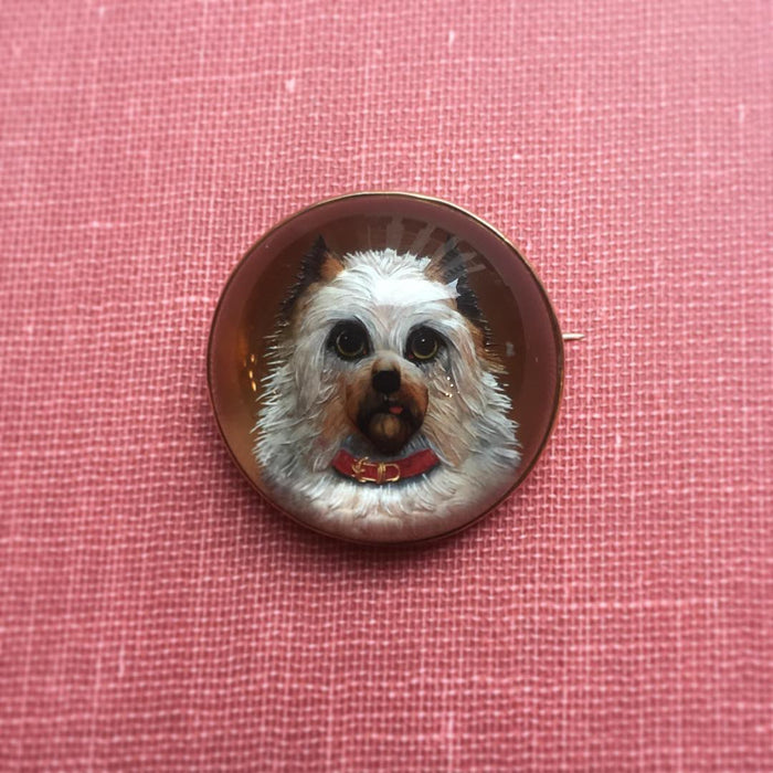 Reverse Crystal Intaglio Dog Brooch