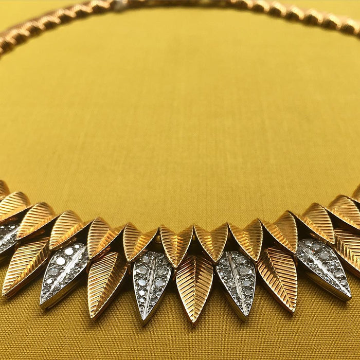 Cartier Gold and Diamond Leaf Necklace