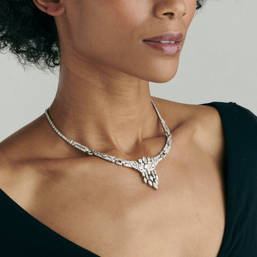 Macklowe Gallery Multi-Cut Diamond Tassel Collar Necklace