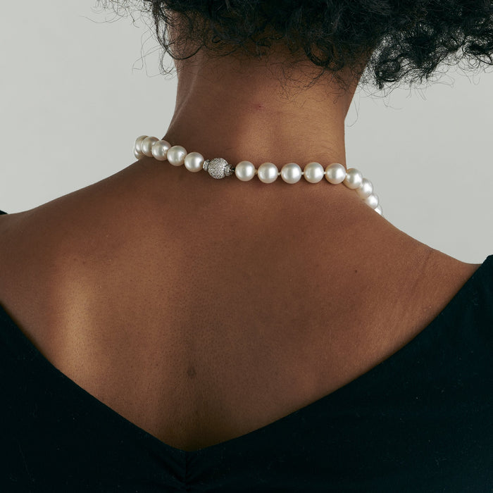 Macklowe Gallery  Cultured South Sea Pearl Necklace with Diamond Clasp —  MackloweGallery