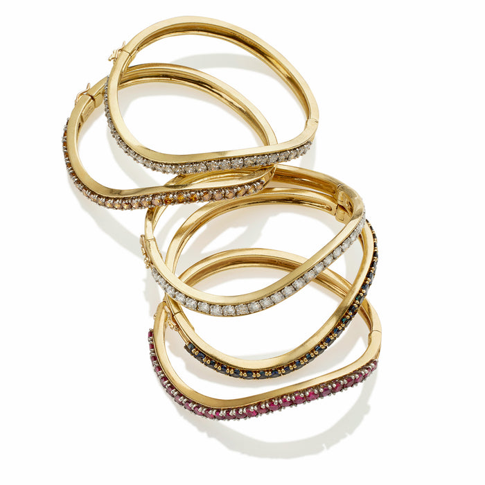 Macklowe Gallery Five Diamond and Gem-set Oscar Heyman Bangle Bracelets