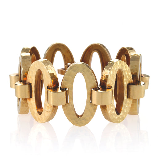 Macklowe Gallery Hammered Gold Oval Link Bracelet