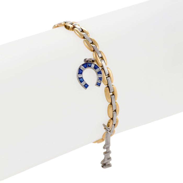 Macklowe Gallery Cartier Gold and Platinum Link Gem-Set Charm Bracelet