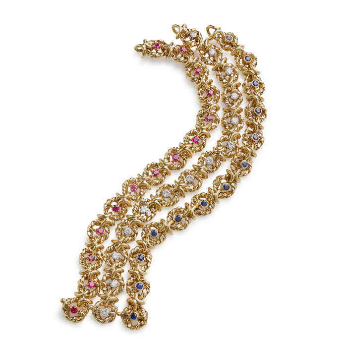 Macklowe Gallery Van Cleef & Arpels Set of Three Ruby, Sapphire, and Diamond Bracelets