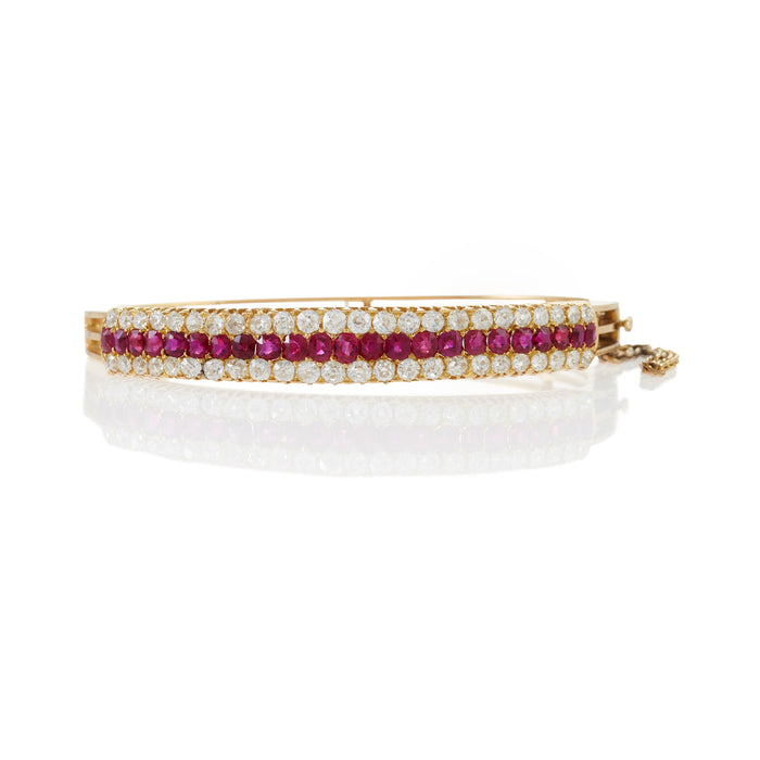 Shop Replenishing Ruby and Diamond 18k Gold Bangle for Women | Gehna