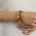 Macklowe Gallery Black Tracery Enamel, Ruby and Pearl Buckle Bangle Bracelet