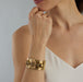 Macklowe Gallery Black Tracery Enamel, Ruby and Pearl Buckle Bangle Bracelet