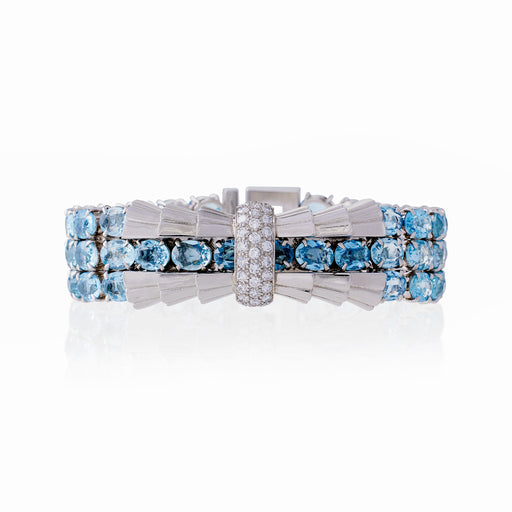 Macklowe Gallery Tiffany & Co French Aquamarine and Diamond Bracelet