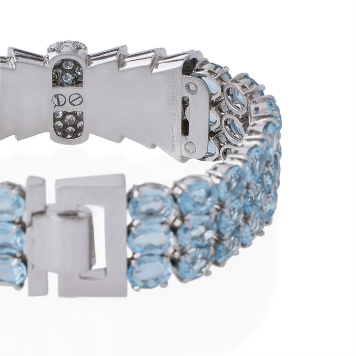Macklowe Gallery Tiffany Co French Aquamarine and Diamond Bracelet MackloweGallery